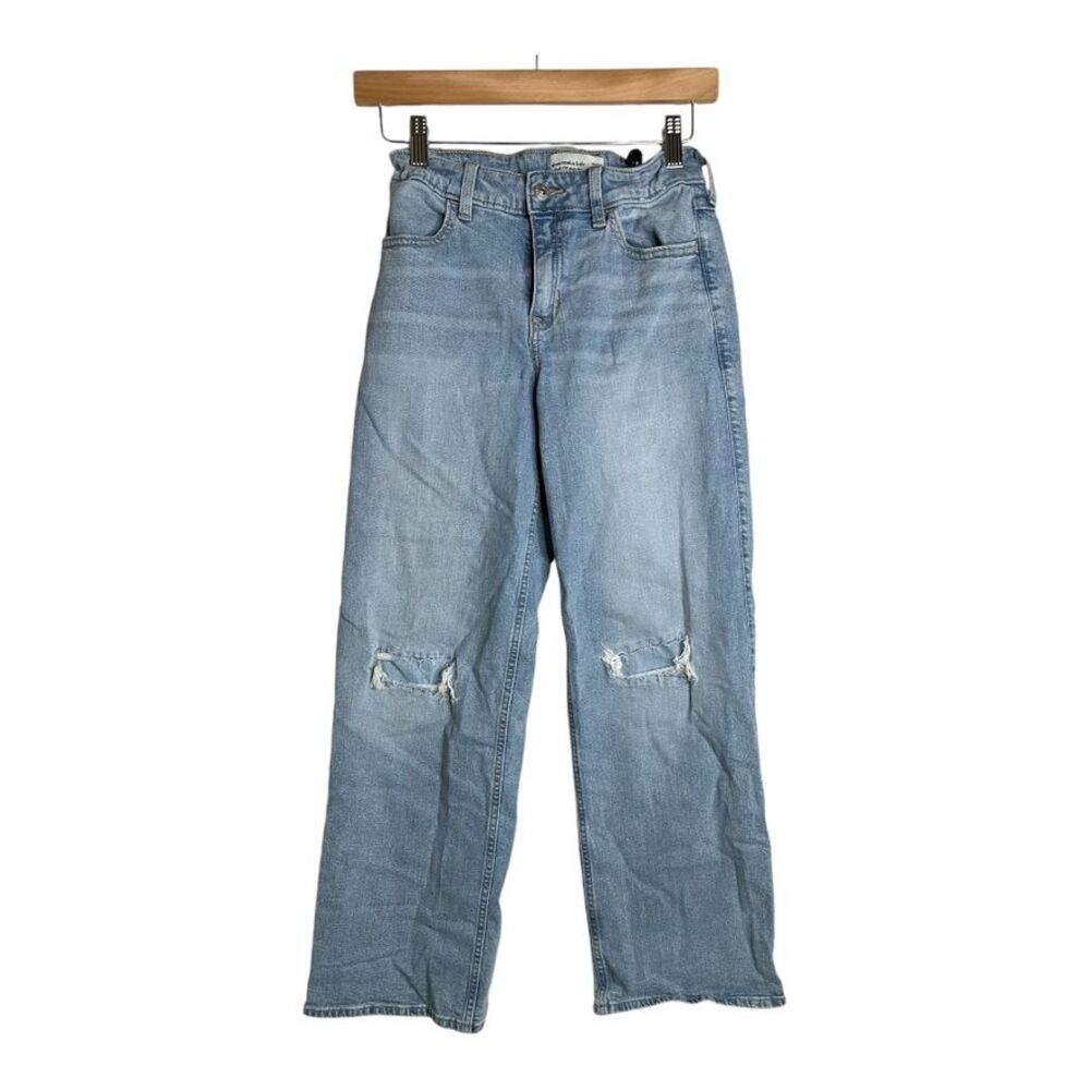Abercrombie kids high rise wide leg distressed jeans size 13/14 Regular
